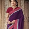 Purple Silk Printed Saree - Image 2