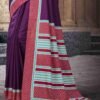 Purple Silk Printed Saree - Image 3