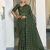 Green Georgette Printed Saree
