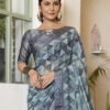 Grey Georgette Printed Saree - Image 2