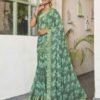 Green Georgette Printed Saree