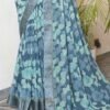 Blue Georgette Printed Saree - Image 3