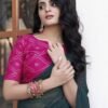 Teal Georgette Plain Saree - Image 3