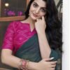 Teal Georgette Plain Saree - Image 2