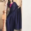 Blue Georgette Plain Saree - Image 2
