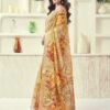 Beige Printed Cotton Geometric Saree - Image 5