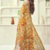 Beige Printed Cotton Geometric Saree - Image 4