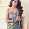 Grey Printed Cotton Geometric Saree - Image 2