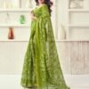 Green Printed Cotton Bandhani Saree - Image 3