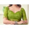 Green Printed Cotton Bandhani Saree - Image 8