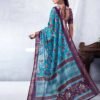 Purple Printed Cotton Saree - Image 2