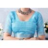 Blue Printed Cotton Saree - Image 7