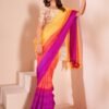Yellow Linen Plain Saree - Image 2