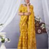 Yellow Printed Cotton Saree - Image 3
