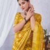 Yellow Printed Cotton Saree - Image 2