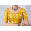 Yellow Printed Cotton Saree - Image 7