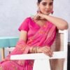 Pink Printed Chiffon Saree - Image 2
