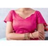 Pink Printed Chiffon Saree - Image 6