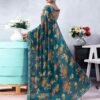 Green Printed Chiffon Saree - Image 3