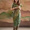 Blue Silk Printed Saree - Image 2
