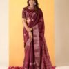 Maroon Silk Printed Saree