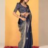 Blue Silk Printed Saree - Image 2