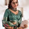 Green Silk Printed Saree - Image 3