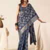 Blue Silk Printed Saree