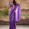 Purple Banarasi Georgette Woven Saree