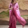 Pink Banarasi Georgette Woven Saree - Image 5