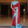 Red Banarasi Silk Woven Saree - Image 12
