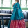 Blue Banarasi Silk Woven Saree - Image 6