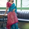 Blue Banarasi Silk Woven Saree - Image 5