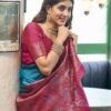 Blue Banarasi Silk Woven Saree - Image 3