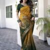 Yellow Banarasi Silk Woven Saree - Image 5