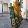 Yellow Banarasi Silk Woven Saree - Image 3