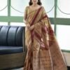 Beige Banarasi Silk Woven Saree