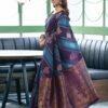 Purple Banarasi Silk Woven Saree - Image 6