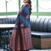 Purple Banarasi Silk Woven Saree - Image 5