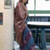 Purple Banarasi Silk Woven Saree - Image 2
