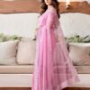 Pink Embroidery Organza Saree - Image 6