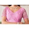 Pink Embroidery Organza Saree - Image 8