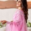 Pink Embroidery Organza Saree - Image 2