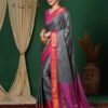 Grey Kanjivaram Silk Woven Saree - Image 4