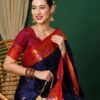Blue Kanjivaram Silk Woven Saree - Image 2