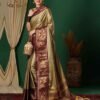 Brown Banarasi Silk Woven Saree - Image 4
