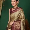 Brown Banarasi Silk Woven Saree - Image 2