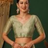 Green Banarasi Silk Woven Saree - Image 5