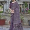 Wine Printed Cotton Leheriya Saree - Image 8