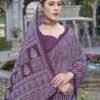 Wine Printed Cotton Leheriya Saree - Image 3
